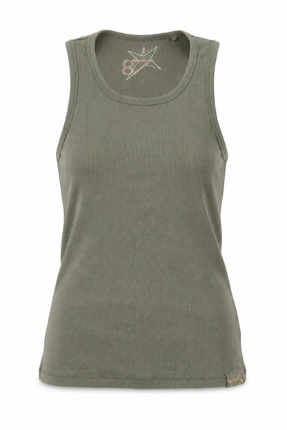 Soviet Jeans Womens Green  Cotton Basic Tank Size L Round Neck