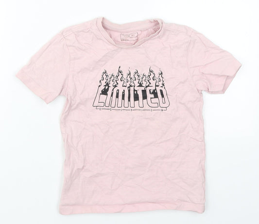 NEXT Boys Pink  Cotton Basic T-Shirt Size 5 Years Crew Neck Pullover - Limited Edition