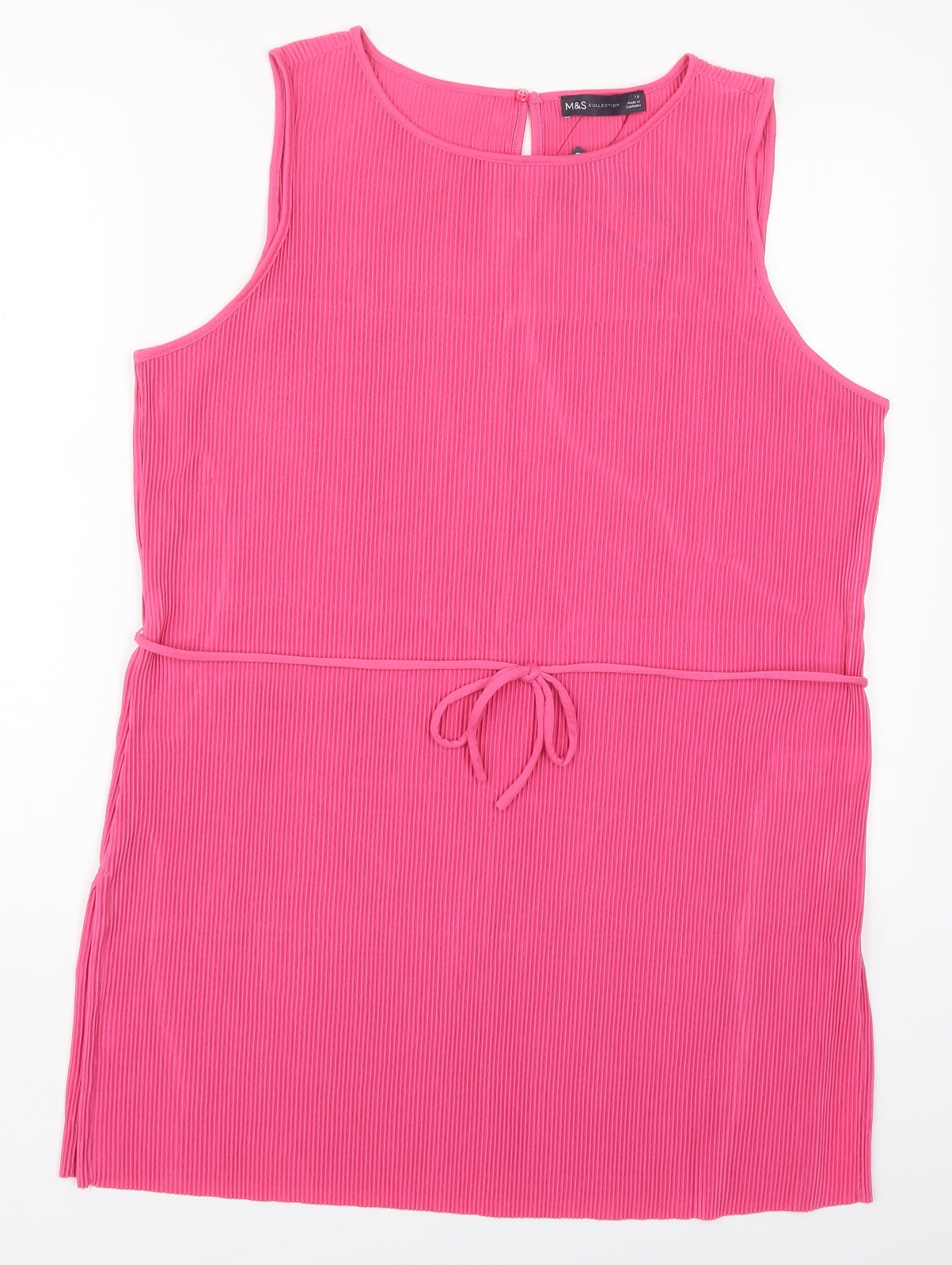 Marks and Spencer Womens Pink  Polyester Basic Tank Size 16 Round Neck