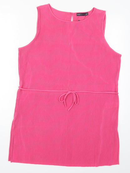 Preloved Marks and Spencer Womens Pink  Polyester Basic Tank Size 16 Round Neck - Front