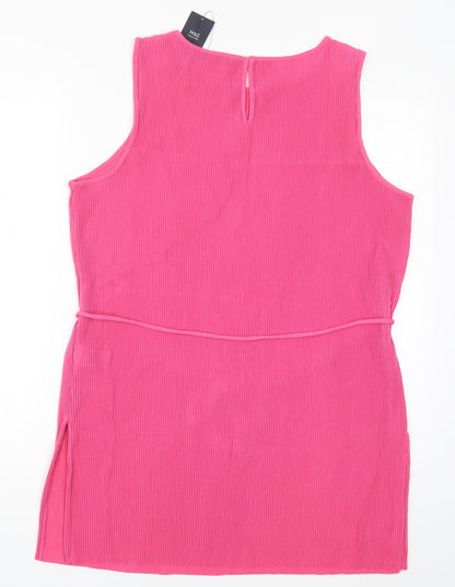 Preloved Marks and Spencer Womens Pink  Polyester Basic Tank Size 16 Round Neck - Back