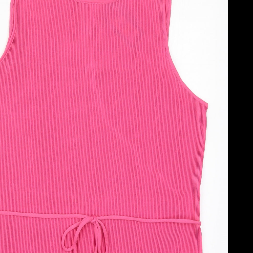 Marks and Spencer Womens Pink  Polyester Basic Tank Size 16 Round Neck
