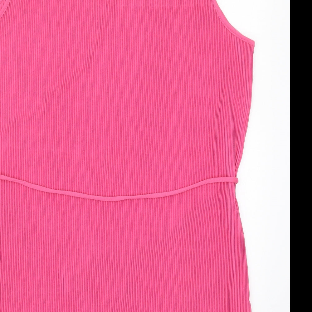 Marks and Spencer Womens Pink  Polyester Basic Tank Size 16 Round Neck