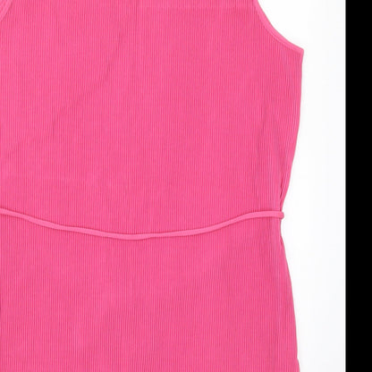 Preloved Marks and Spencer Womens Pink  Polyester Basic Tank Size 16 Round Neck - Label