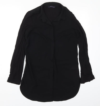 Marks & Spencer Womens Black  Polyester Basic Button-Up Size 8 Collared