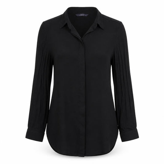 Marks and Spencer Womens Black  Polyester Basic Button-Up Size 8 Collared