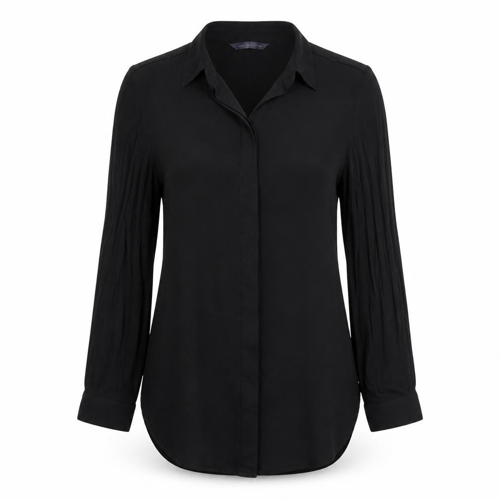 Marks & Spencer Womens Black  Polyester Basic Button-Up Size 8 Collared
