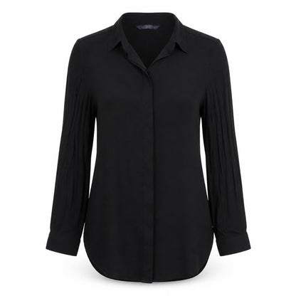 Marks & Spencer Womens Black  Polyester Basic Button-Up Size 8 Collared