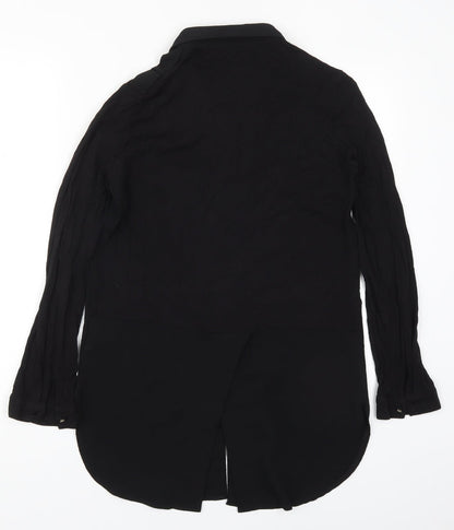 Marks & Spencer Womens Black  Polyester Basic Button-Up Size 8 Collared