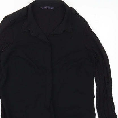 Marks & Spencer Womens Black  Polyester Basic Button-Up Size 8 Collared