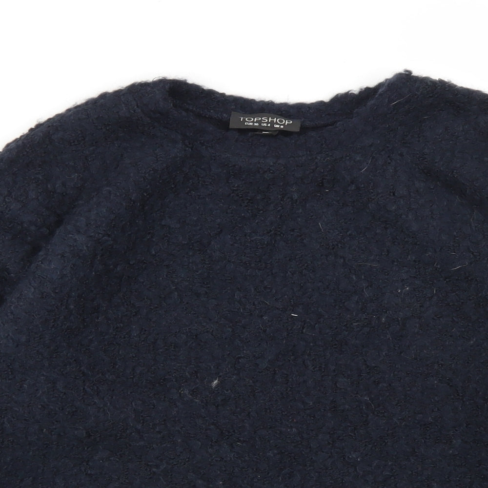Topshop Womens Blue Crew Neck  Acrylic Pullover Jumper Size 8