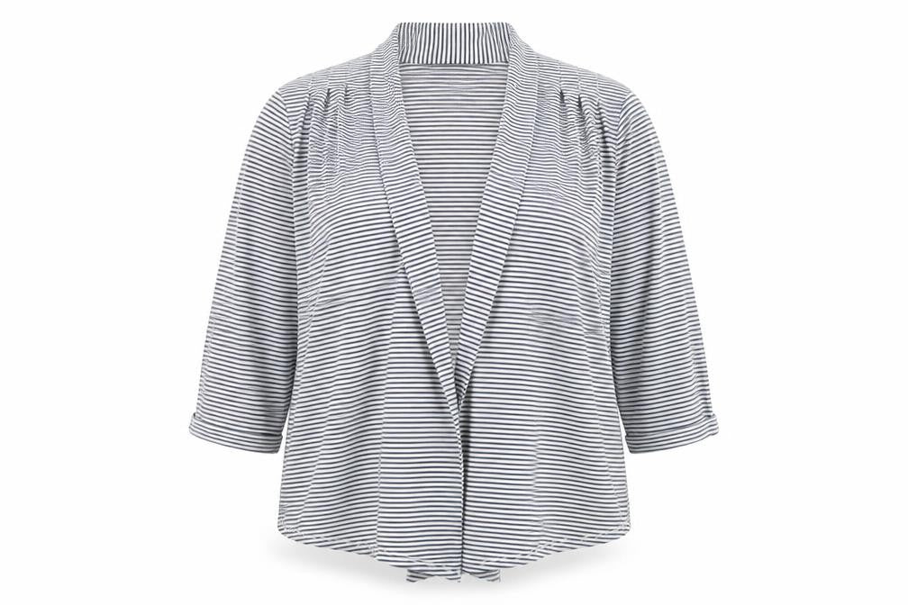 Alex & Co Womens Blue Collared Striped Polyester Cardigan Jumper Size 14