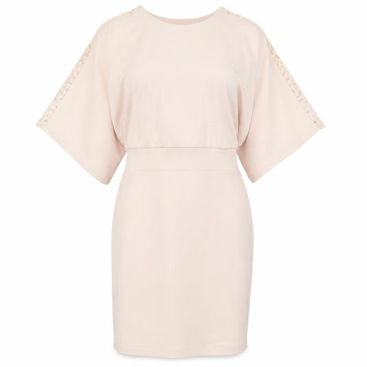 ASOS Womens Pink  Polyester Pencil Dress  Size 4  Crew Neck Zip - Lace sleeve detail, open back