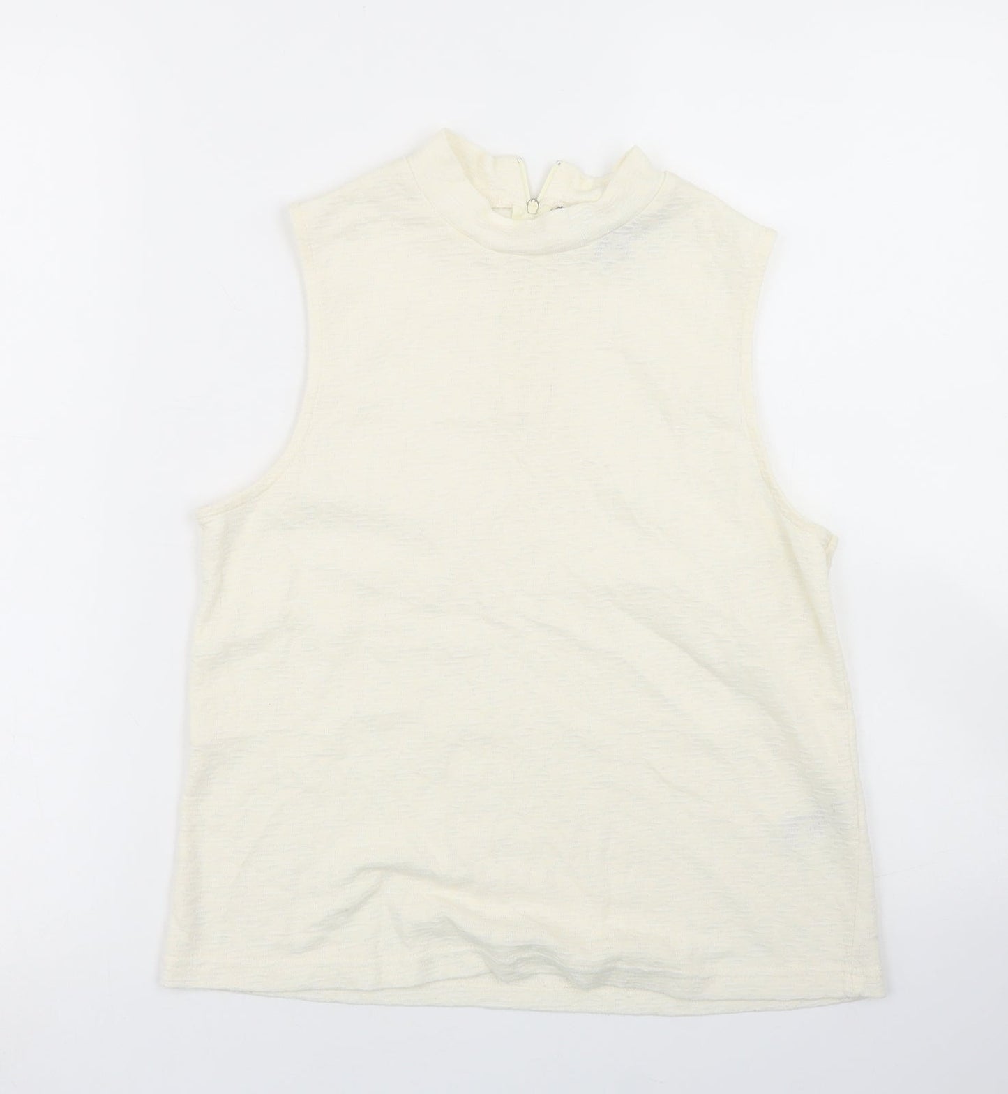 Topshop Womens Ivory  Cotton Basic Tank Size 10 Crew Neck