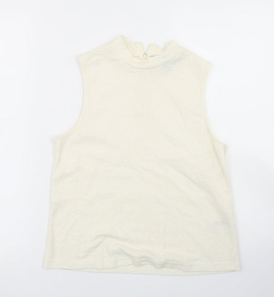 Topshop Womens Ivory  Cotton Basic Tank Size 10 Crew Neck