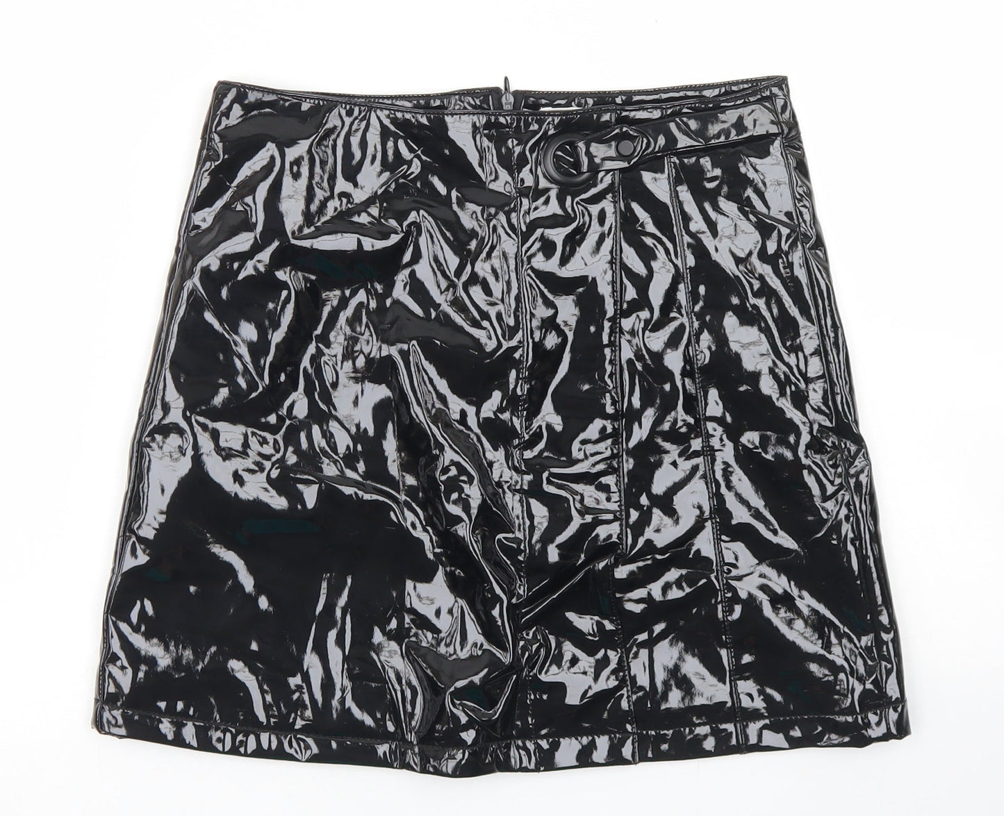 Urban Bliss Womens Black  Polyurethane A-Line Skirt Size 8   Zip
