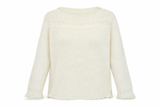 Preworn Womens Ivory Boat Neck  Acrylic Cape Jumper Size 4