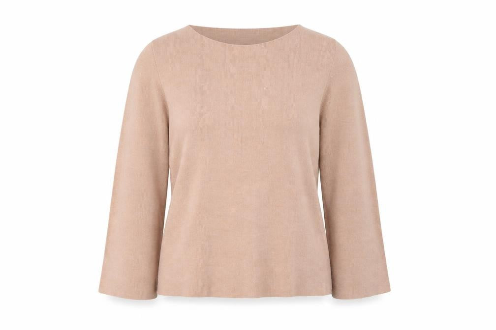 Zara Womens Beige Round Neck  Cotton Pullover Jumper Size S
