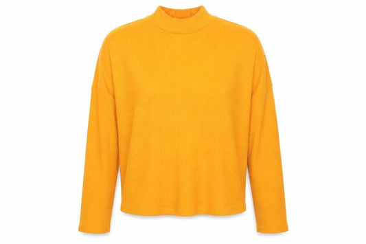 H&M Womens Yellow  Polyester Basic Blouse Size S Mock Neck