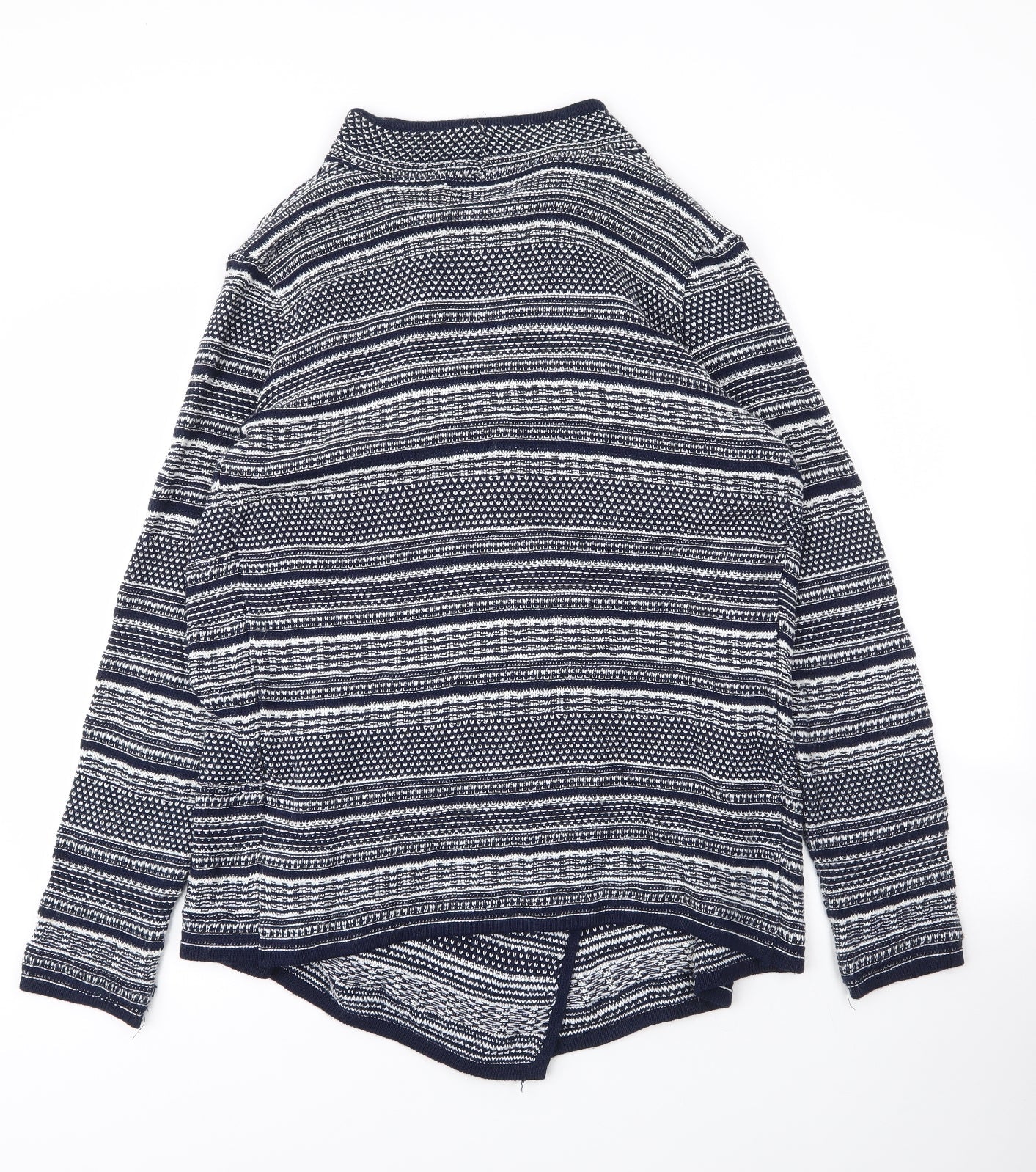 M&Co Womens Blue V-Neck Striped Acrylic Cardigan Jumper Size 14