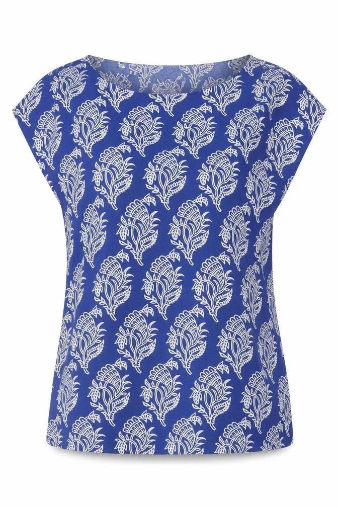Originals Womens Blue Floral Polyester Basic Blouse Size 12 Round Neck