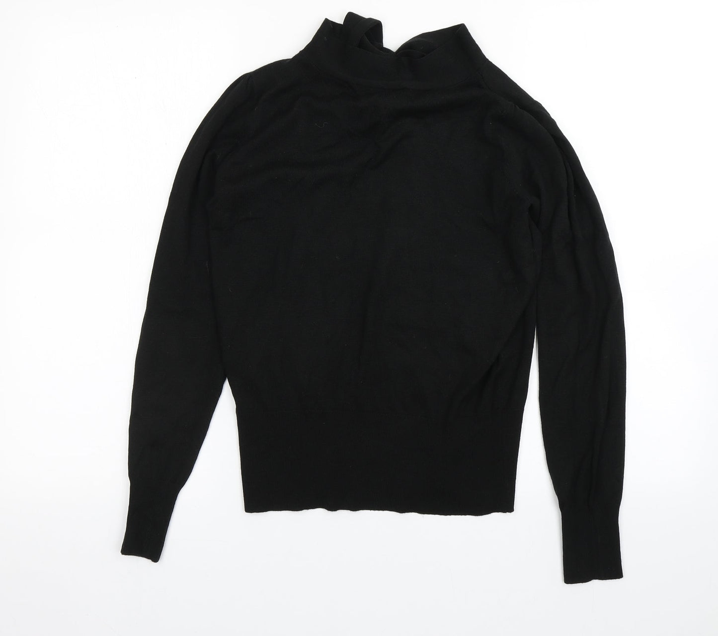 Oasis Womens Black Round Neck  Acrylic Pullover Jumper Size S