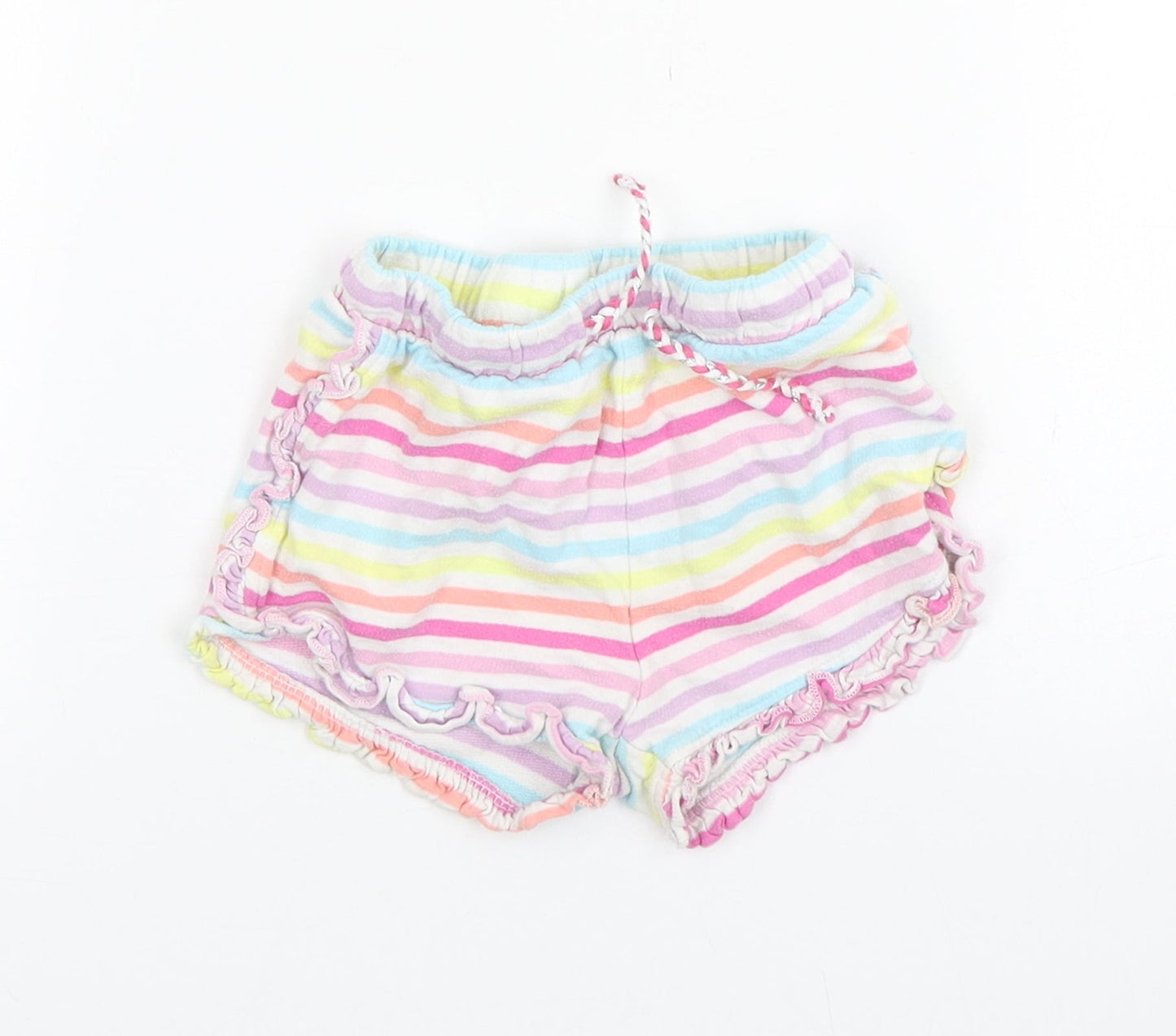 Matalan Girls Multicoloured Striped Cotton Sweatpants Trousers Size 18-24 Months   - Shorts