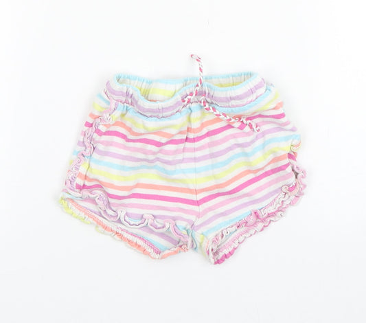 Matalan Girls Multicoloured Striped Cotton Sweatpants Trousers Size 18-24 Months   - Shorts