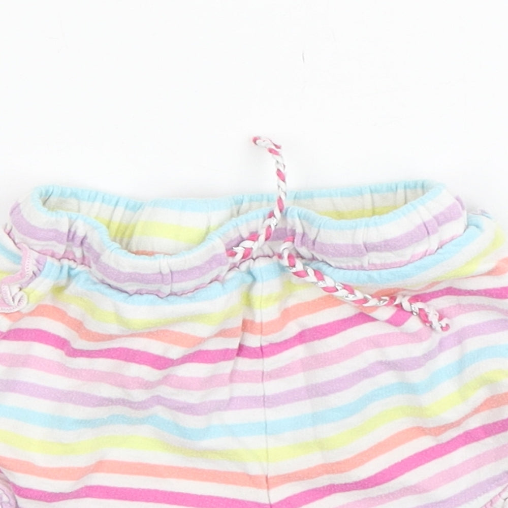 Matalan Girls Multicoloured Striped Cotton Sweatpants Trousers Size 18-24 Months   - Shorts