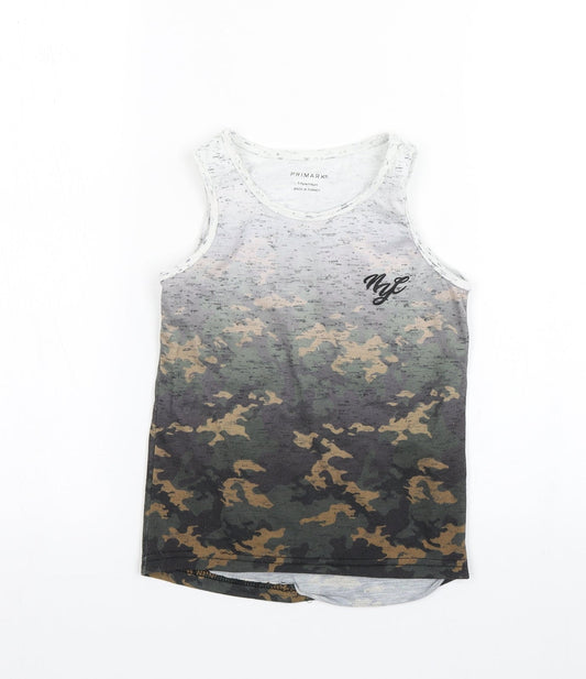 Primark Boys Multicoloured Camouflage Polyester Basic Tank Size 5-6 Years Round Neck