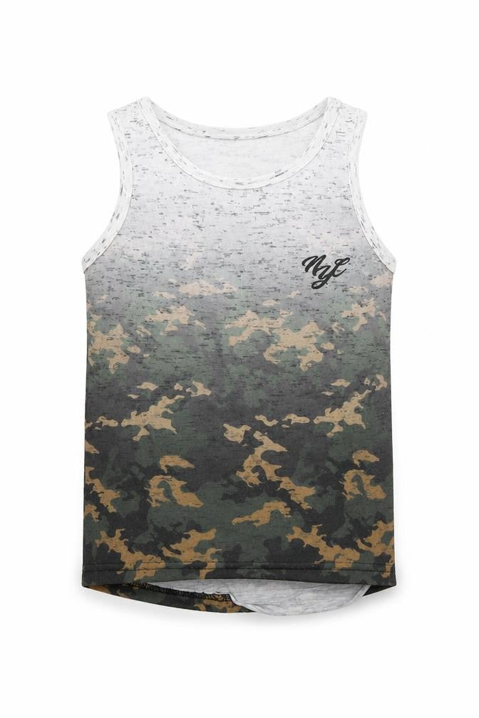 Primark Boys Multicoloured Camouflage Polyester Basic Tank Size 5-6 Years Round Neck