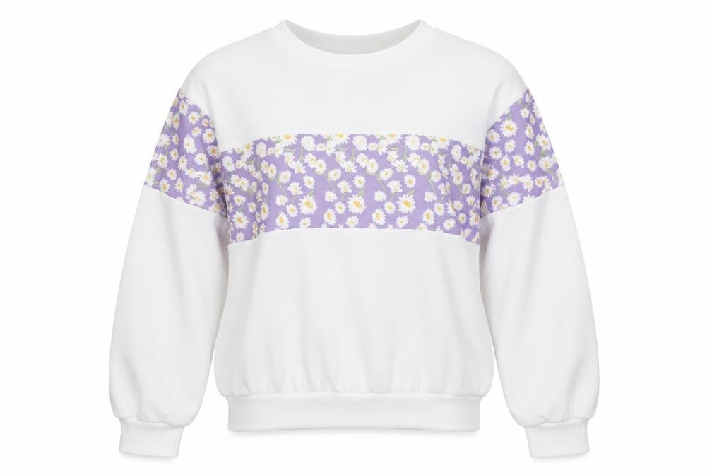I SAW IT FIRST Womens White Floral Polyester Pullover Sweatshirt Size 6