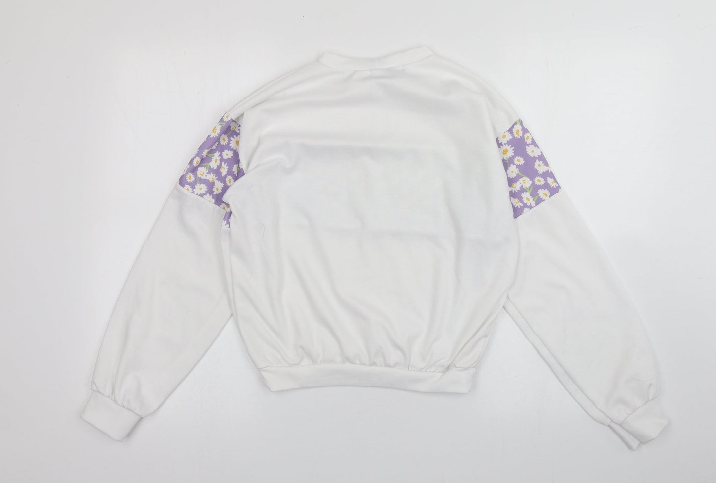 I SAW IT FIRST Womens White Floral Polyester Pullover Sweatshirt Size 6