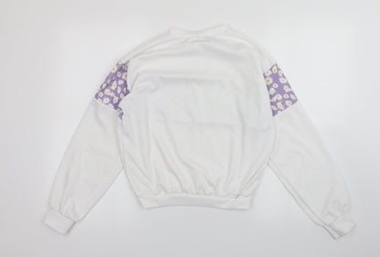 I SAW IT FIRST Womens White Floral Polyester Pullover Sweatshirt Size 6