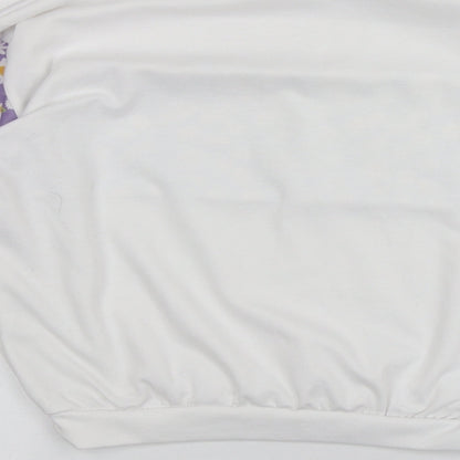 I SAW IT FIRST Womens White Floral Polyester Pullover Sweatshirt Size 6