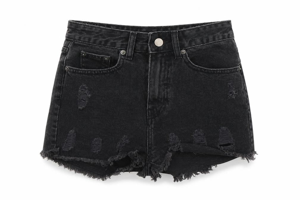 In the Style Womens Black  Cotton Cut-Off Shorts Size 6 L3 in Regular