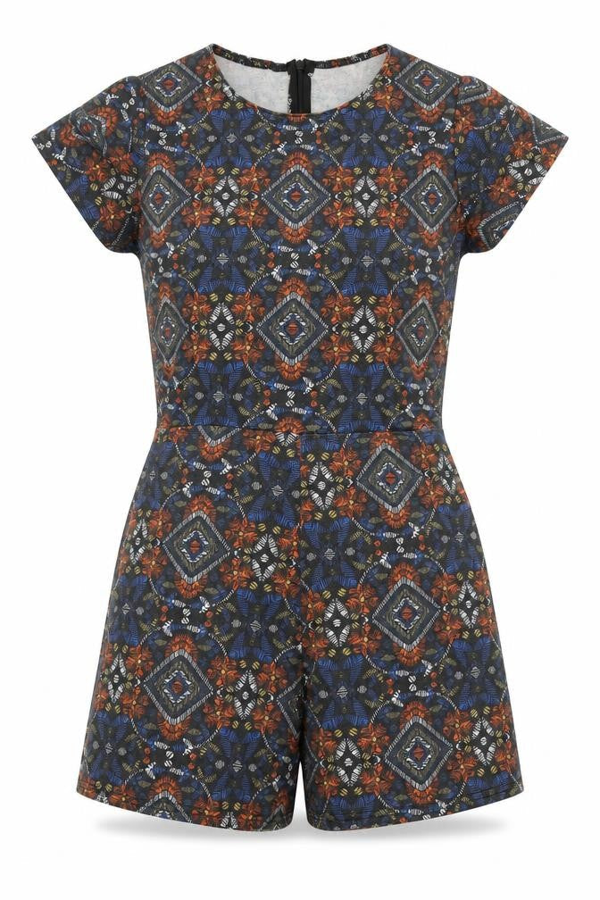 Boohoo Womens Multicoloured Batik Polyester Playsuit One-Piece Size 8 L4 in