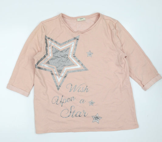 Papaya Womens Pink  Cotton Pullover Sweatshirt Size L   - star pattern