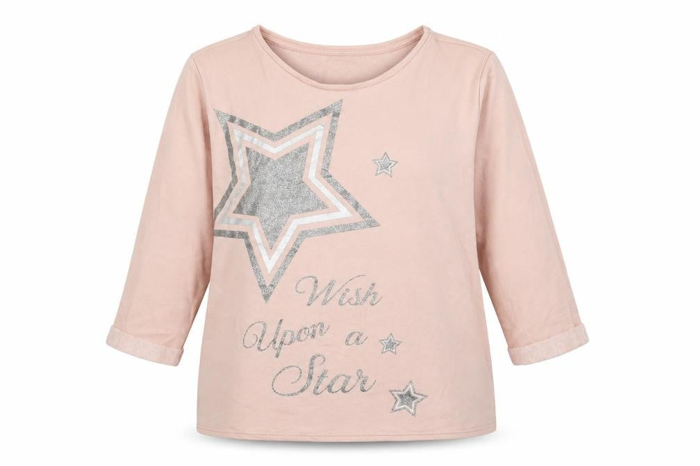 Papaya Womens Pink  Cotton Pullover Sweatshirt Size L   - star pattern
