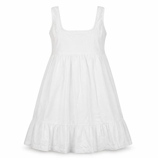 Mango Womens White  Cotton Trapeze & Swing  Size 2XS  Round Neck