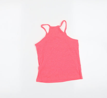 Marks & Spencer Girls Pink  Polyester Basic Tank Size 6-7 Years Round Neck