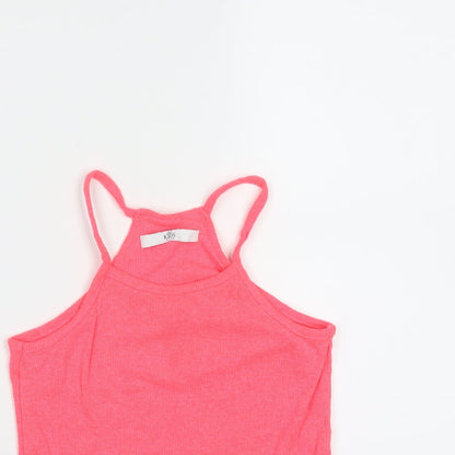 Marks & Spencer Girls Pink  Polyester Basic Tank Size 6-7 Years Round Neck