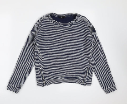 New Look Girls Blue Striped Cotton Pullover Sweatshirt Size 12-13 Years