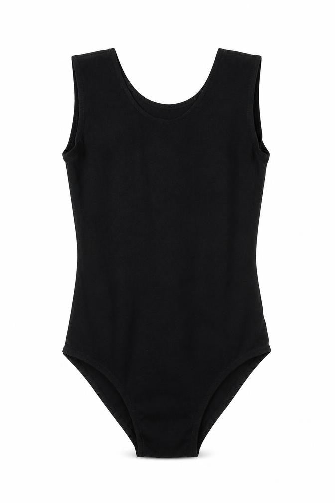 Preworn Girls Black  Nylon Leotard One-Piece Size 7-8 Years
