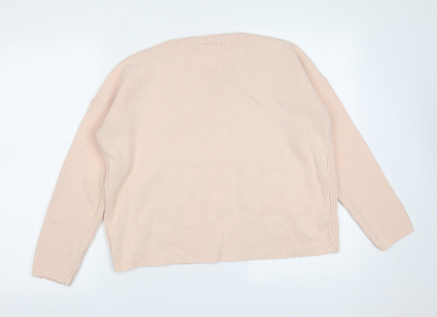 Select Womens Pink Round Neck Geometric Acrylic Pullover Jumper Size M