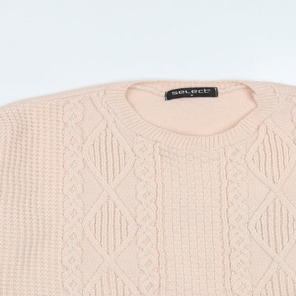 Select Womens Pink Round Neck Geometric Acrylic Pullover Jumper Size M