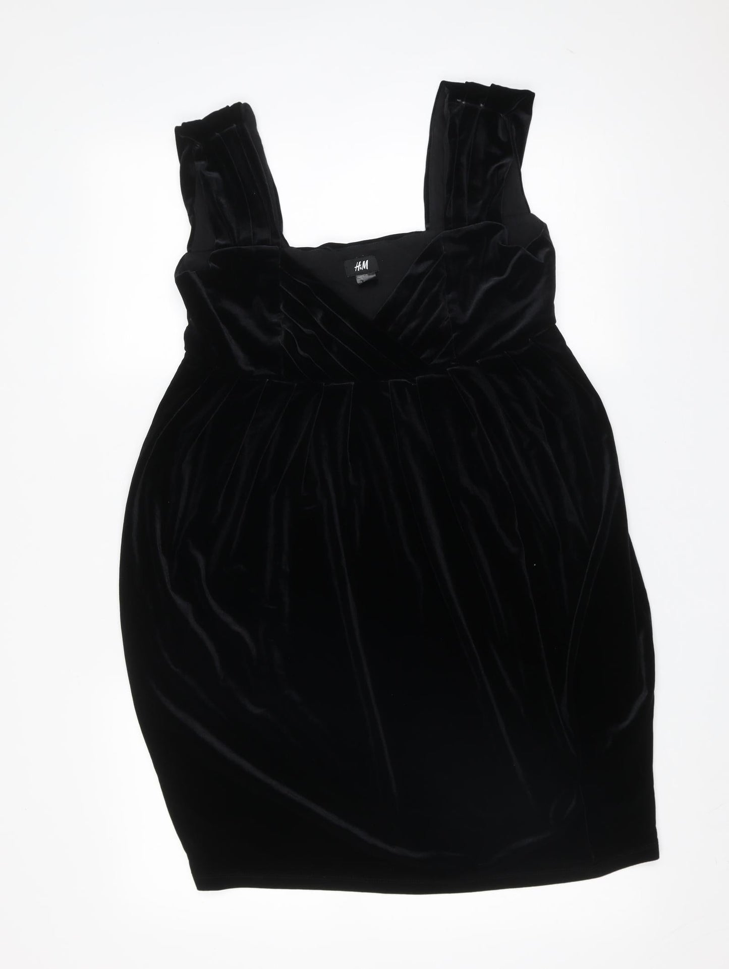 H&M Womens Black  Polyester Mini  Size M  V-Neck
