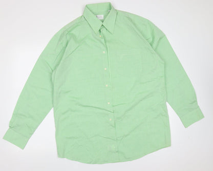 Piscador Mens Green  Polyester  Button-Up Size 16 Collared Button