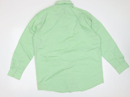Piscador Mens Green  Polyester  Button-Up Size 16 Collared Button