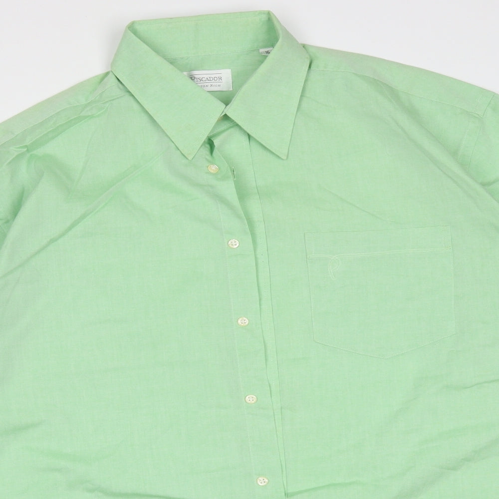 Piscador Mens Green  Polyester  Button-Up Size 16 Collared Button